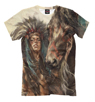 Мужская футболка Индейская воительница
